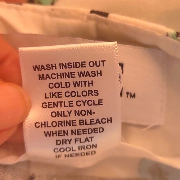 Elle Woman's White With Blue Stripes, Green & Blue Flowers, Size: 12 - Picture 3 of 7